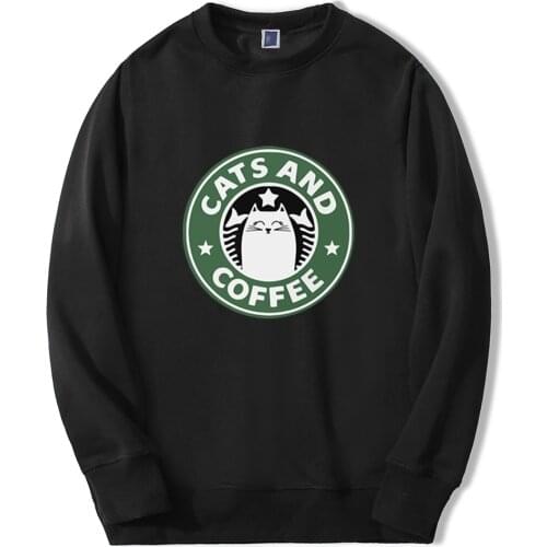 Cats cute cat funny kawaii cacts coffee 2020 New Fashion Sweatshirt Men Crewneck Pullover Winter Sportswear Hoodie Sweatshirts