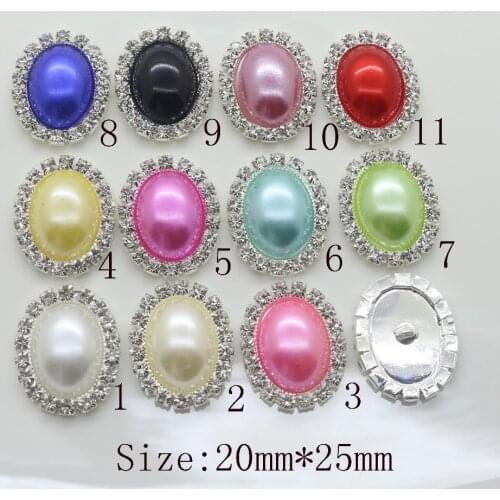 Factory 10pc 20*25mm Multicolor oval rhinestone buttons handmade Sewing metal brass button DIY wedding invitations Decorate
