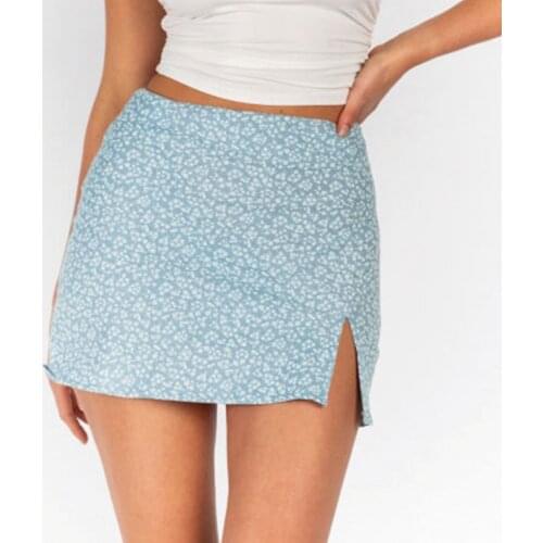 Womens skirt Fashion Women Casual Print A-Line Slitting Slimming Short SKirt Denim skirt High-waisted skirt pleated skirts