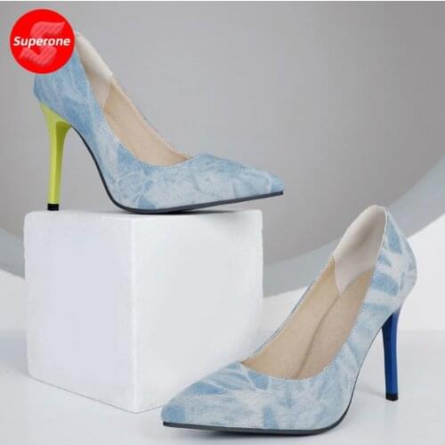 Superone Plus Size 32-43 Women Pumps Thin Heel Fashion Sexy Women High Heel Shoes Party Club Women Shoes Footwear