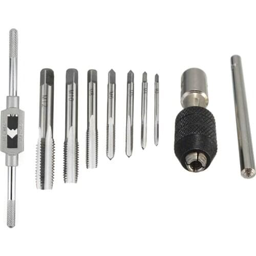 1Pcs T-Handle Tap Wrench Chuck Type & 1 Set Tap Tool Set Thread Metric Machine Hand Screw Thread Plug Taps Set