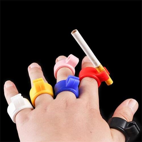 2PCS New Creative Ring Cigarette Holder Mens Smoking Tools Silicone Cigarette Holder Bracket Anti-Smoking Random Color