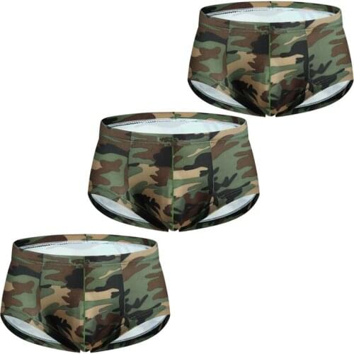 3PCS/Lot Sexy Mens Underwear Boxers Breathable Camouflage Low Rise Underpants Mini Boxer Shorts Trunks Cueca Masculina Panties