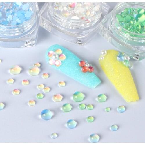 AB Color Jelly Nail Rhinestones Crystal Flat Gem Manicure Accessories Glass Mermaid Bead Decoration For DIY Nail Art Design