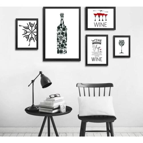 Abstract Wine Quotes Canvas Paintings Wine Glass Kitchen Decor Poster Print Nordic Wall Art Pictures for Bar Home Decorative