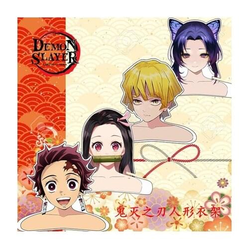 Anime Demon Slayer Agatsuma Zenitsu Kochou Shinobu Clothes Hangers Model Toys Household Clothing Store Suit Hanger Model Toys