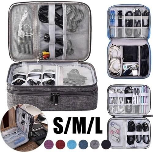 Data Cables USB Cosmetics Portable Zipper Travel Digital Storage Bag Closet Organizer Case for Headphones Storage Bag Charger