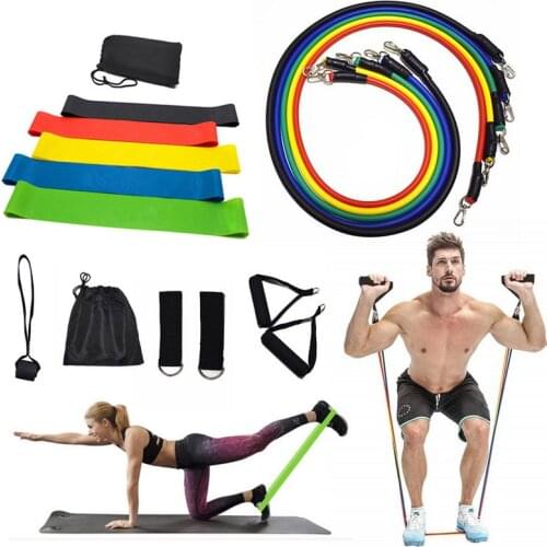 17Pcs/Set Latex Resistance Bands Crossfit Training Exercise Yoga Tubes Pull Rope,Rubber Expander Elastic Bands Fitness With Bag