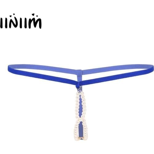 Hot Mens Crotchless Artificial Pearl Open Crotch Sissy Gay Panties G-String Thong Jockstrap T-back Lingerie Underwear Underpants