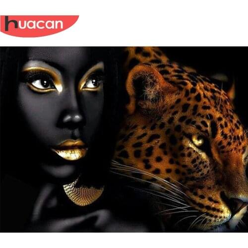 HUACAN DIY Diamond Painting 5D Beauty Leopard Diamond Art Embroidery Animal New Arrival Mosaic Home Decor