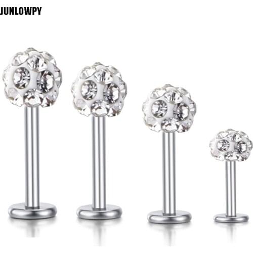 JUNLOPWY Surgical Steel 16g Labret Rings Ear Helix Tragus Stud Cartilage Lip Bar Barbell Sexy Body Jewelry Piercing Mix 6-12mm