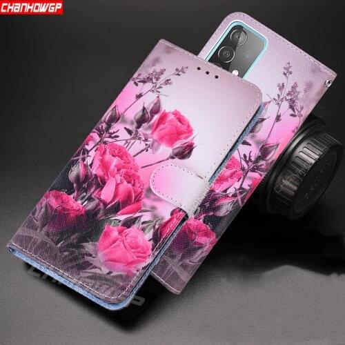 A12 A32 A02S A42 A52 A72 Case Animal Flower Flip Leather Wallet Case For Samsung Galaxy A12 A02S A22 A42 A52 A72 A32 4G 5G Cover