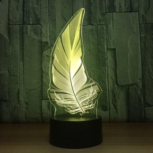 Creative Feather 3D Lamp LED USB 3D Night Lights 7 Colors Remote Touch Switch 3D Desk Table Lamp 3D nitht Lamp Gift