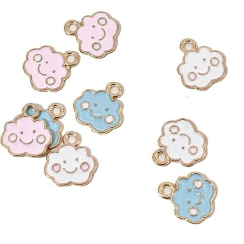 Mix 10pcs smile Clouds Enamel Charms Alloy Pendants Necklace Earrings Charms for Jewelry Making Bulk 12mm