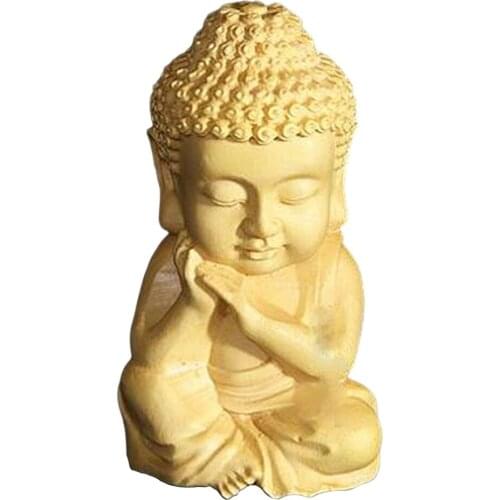 Cute Wood Carved Little Sakyamuni Statue Figurine Buddha Statue Home Decor Sculpture Tea Pet