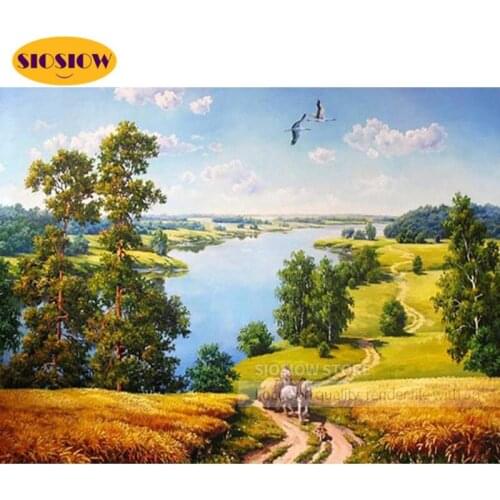 SIOSIOW 5d diy Diamond Painting Full Square Diamond Embroidery Landscape Mosaic Picture Rhinestone Cross Stitch Beads Home Decor
