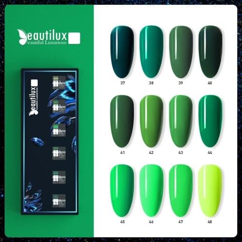 Beautilux Nail Gel Polish Kit Green Color Collection Neon Nails Art Gels Varnish Lot Soak Off UV LED Nail Lacquer Set 10ml x6pcs