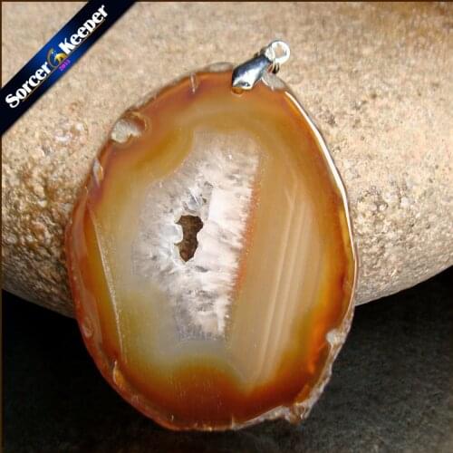 Natural Crystal Gem Stone Jewelry Red Rough Art Botswana Agates Slice Beads Pendant Necklace New Trendy Gift for Women RS615