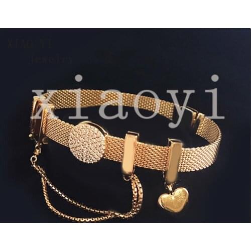 XIAOYI 2020 New Zircon fashion Bracelet with heart-shaped safety chain female yellow gentle Girlfriend gift beautiful gentle