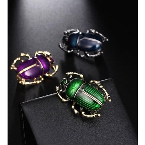 New Vintage Jewelry Beetle Brooches For Women Kids Enamel Green Purple Animal Insects Brooch Jewelry