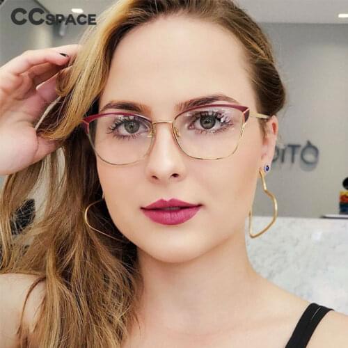 48165 Cat Eye Metal Glasses Frame Anti-Blue Light Male and Female Optical Fashion Computer Eyeglasses Flat Mirror