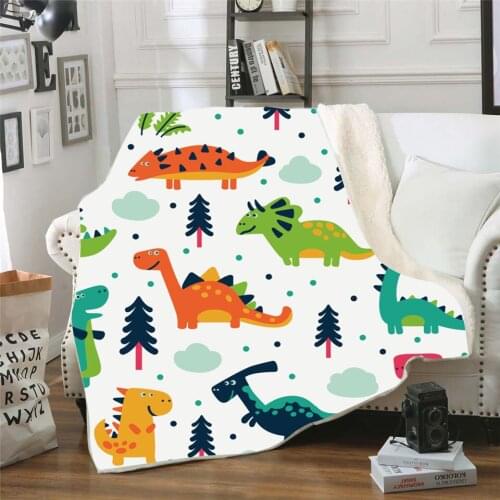 Dinosaur Cartoon 3d Printed Sherpa Blanket Couch Quilt Cover Travel Youth Bedding Outlet Velvet Plush Throw Fleece Blanket Duvet
