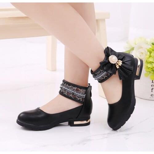 3 4 5 6 7 8 9 10 11 12 Years Fashion Tassel Bow Children Dresses Ballet Leather Princess School Shoes For Kids Spring Little Gir