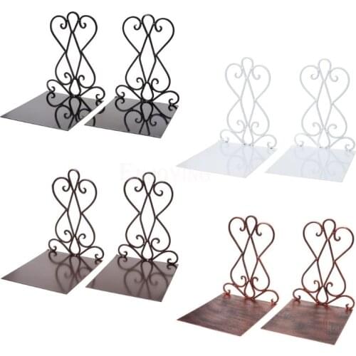 1 Pair Portable Metal Bookends Book Stand Holder Desktop Rack Shelf For Home Office Supplies
