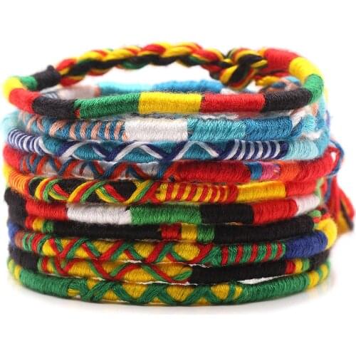 Boho Multicolored Cotton Thread Macrame Friendship Bracelet Women Men Bohemian Hand Woven Ethnic Loop Knots Braided Jewelry Gift