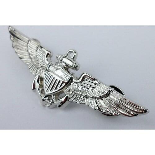 Silvery WW2 US Navy Marines Pilot Wings Pin Badge Military Store