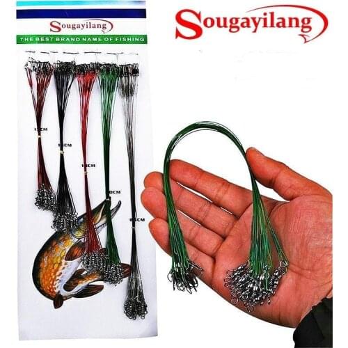 Sougayilang 100pcs 15/18/23/25/28cm Anti-bite Fishing Lead Line Rope Wire Fishing Tackle Lures Line Colourful Fishing Lures