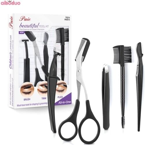 5 In 1 Eyebrow Trimmer Multifunctional Trimming Razors Brush Comb Scissors Tweezers Eyebrow Scraper Eyelash Beauty Makeup Tools