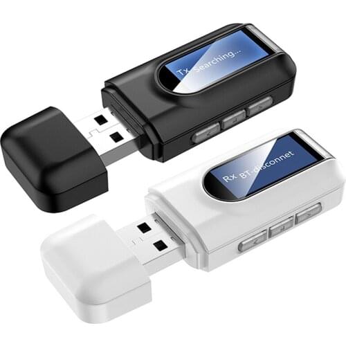 USB Bluetooth 5.0 Receiver Audio Transmitter 3.5MM AUX Wireless Music Adapter For Car PC TV Headphone HiFi Dongle LCD Display