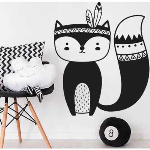 Tribal Fox Vinyl Wall Decal Nursery Decor Woodland Animal Wall Stickers For Kids Room Decoration