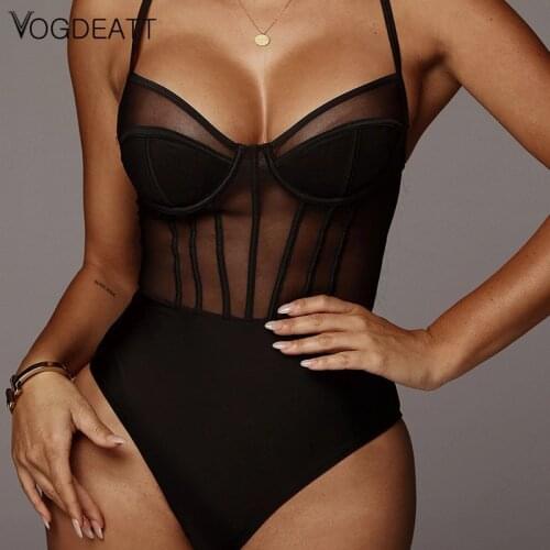 VOGDEATT Women's Transparent Bodysuits