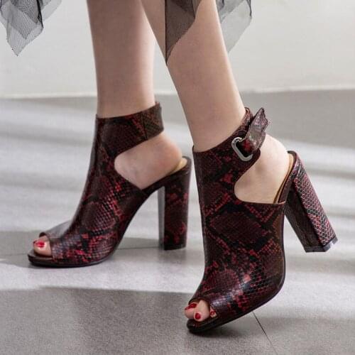 AIWEIYi Women Sandals Summer Gladiator Sandal Shoes Snake Print Open toe Buckle Strap Super High Heels Platform Pumps Shoes