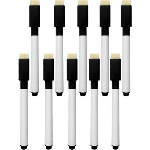 10 Pcs/set Erasable Whiteboard Marker Pen Student Children Ink Eraser Black Marker Kids With Pen Drawing Pen 11.3cm W4Y9