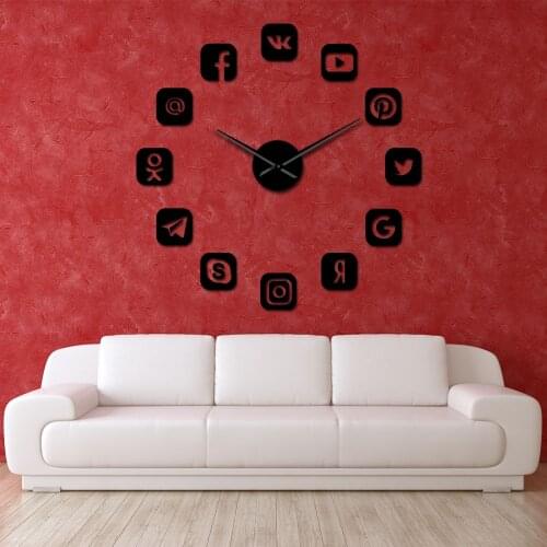 Frameless Communication Software Sign 3D DIY Wall Clock Self Adhesive Quiet Sweep Modern Fashion Home Decoration Clock Watch