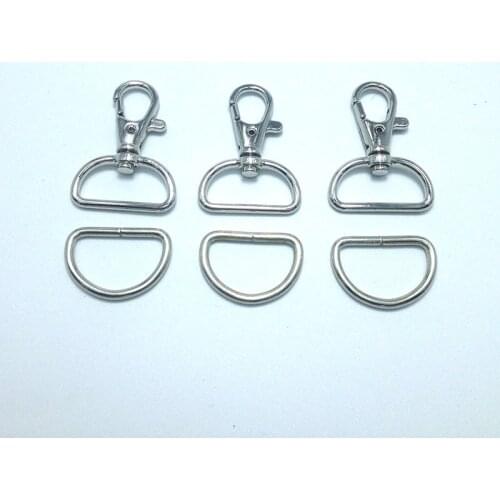 1 Inch Nickel Lobster Swivel Clasps Clips with D-head inside