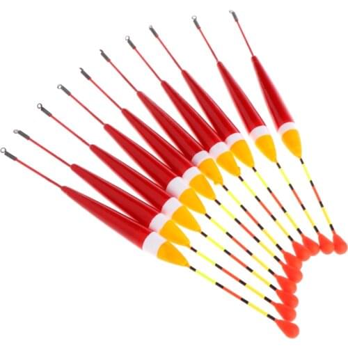 10Pcs/Set Carp Fishing Floats Set Buoy Bobber Stick for Fish Tackle Vertical 9# 0.8g-random color