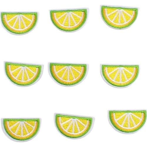 10pcs Iron On Embroidery Lemon Patches Cartoon Cute Fruits Stickers DIY Fabric Appliques Garments Badge
