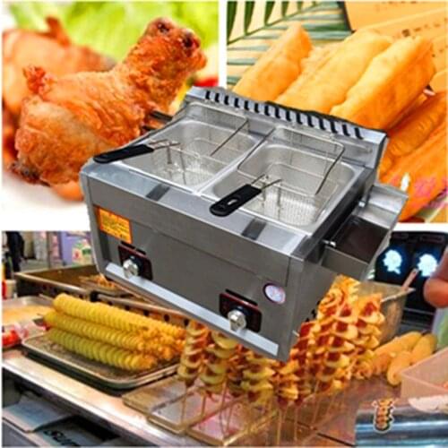 2016 Hot sale potato chip gas fryer delicious fried chicken gas frying machine double-cylinder deep fryer ZF