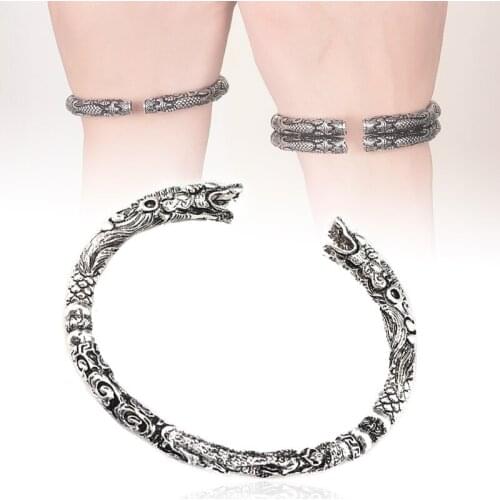 2020 Viking Wolf Head Bangle Hight Quality Silver Color Open Bracelet Dragon Cuff Bangle Men Women Hyperbole Bracelet Jewelry