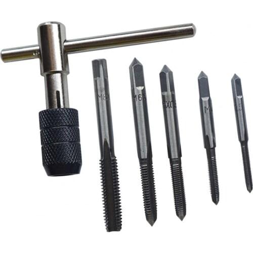 6Pcs M3-M8 Screw Tap Wrench Set T-handle Ergonomic Alloy Steel Industrial Grade Tapping Tool for Wood