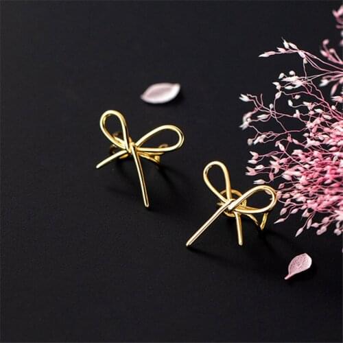 925 Sterling Silver Summer New Bownot Line Ear Bone Clip Ear Wrap Earring Without Pierced Clip Earrings Women Sweet Jewelry Gift