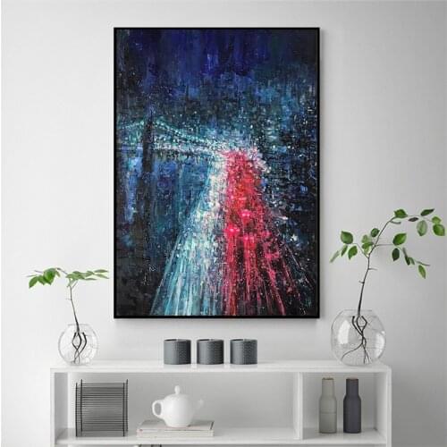 Abstract Blue Red Paint Painting Modern Canvas Art Fashion Wall Pictures for Living Room Big Blue Posters Prints No Frame