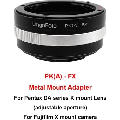 PK(A)-FX Metal Mount Adapter with aperture ring for Pentax DA series K mount lens to Fujifilm X mount camera