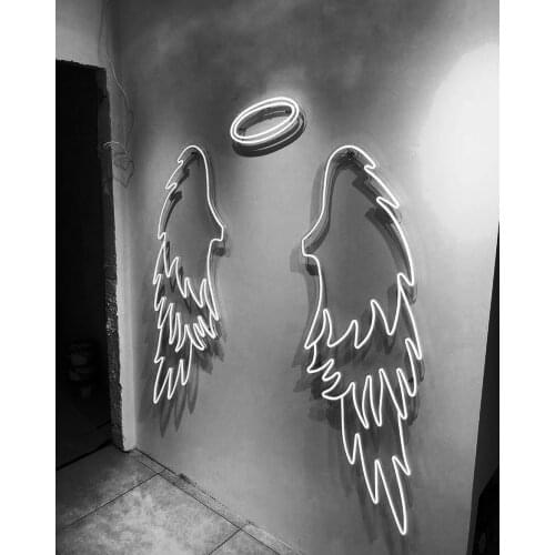 Аngel Wings and Halo Neon Sign Custom Neon Sign Light Wedding Decor Party Decor Wall Decor Photo Zone Store Decor Wings Sign