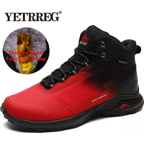 Brand Men Boots Warm Plush Snow Boots Outdoor Non-slip Hiking Boots High-top Waterproof Sneakers Mens Winter Boots Size 40-48