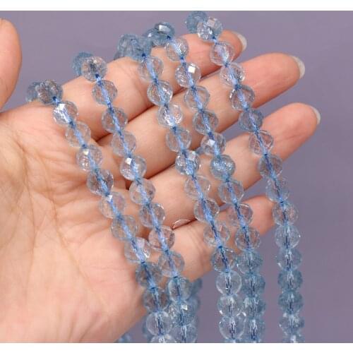 New Style Fashion Natural Stone Beads Section Blue Topaz Loose Bead 8 MM For Jewelry Making DIY Necklace Earrings Accessory